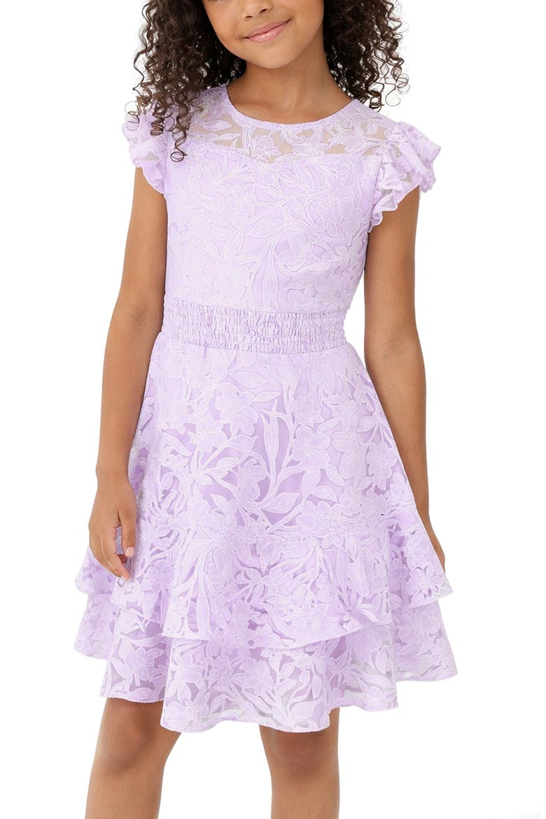 Kids' Burnout Lace Overlay Party Dress, Alternate, color, LILAC