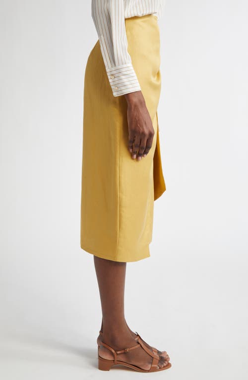 Max Mara Wrap Midi Skirt With High Waist Bow In Yellow