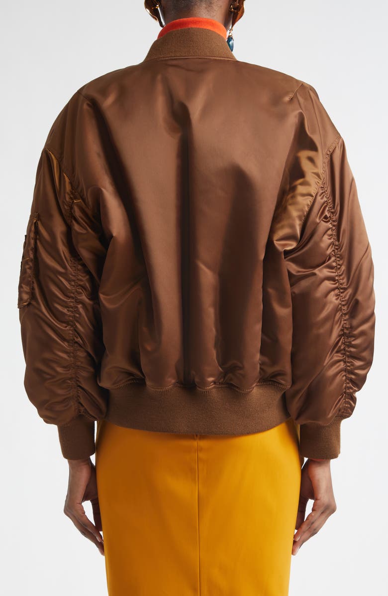 Saint Laurent Recycled Nylon Bomber Jacket, Alternate, color, Brun Clair