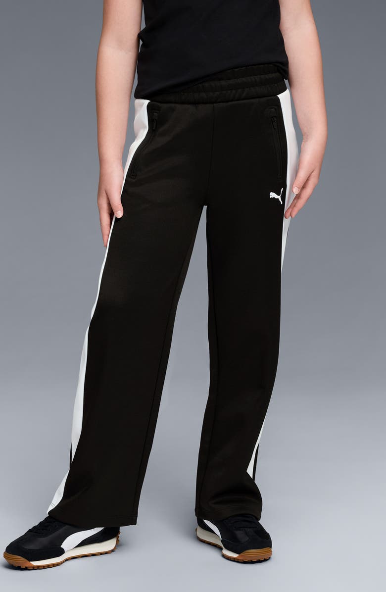 PUMA Kids' T7 Foundations Straight Leg Piqué Track Pants, Alternate, color, Black