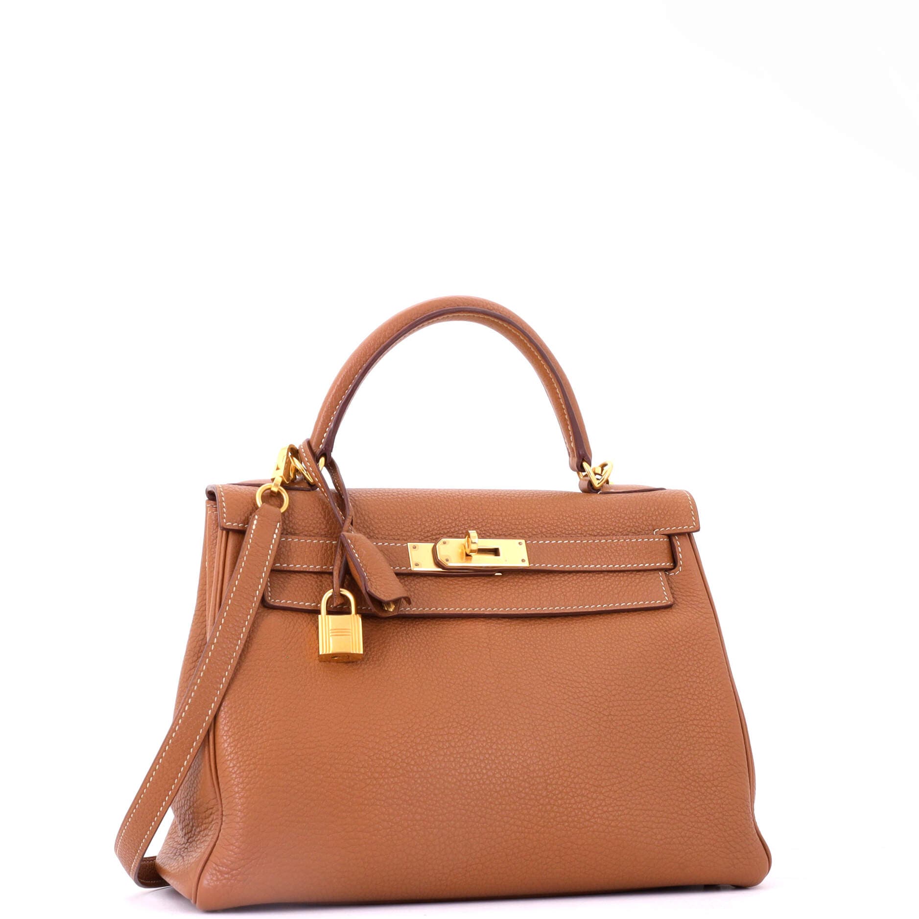 Pre-Owned Hermes Kelly Handbag Brown Togo with Gold Hardware 28, Alternate, color, Gold