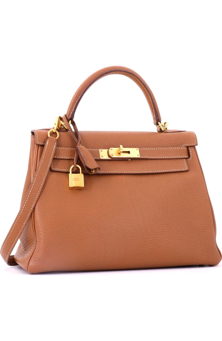 Pre-Owned Hermes Kelly Handbag Brown Togo with Gold Hardware 28, Alternate, color, Gold