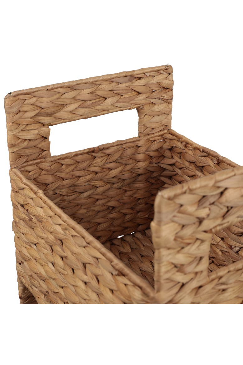 Savannah Coastal Handwoven Water Hyacinth 3-Tier Freestanding Storage Tower with Metal Frame and Handles, Alternate, color, Natural