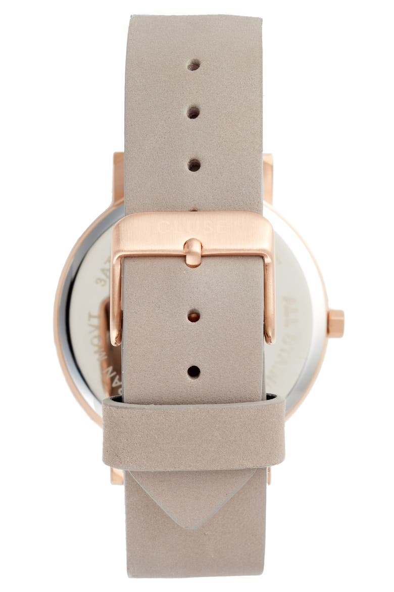 La Roche Marble Leather Strap Watch, 38mm, Alternate, color, WHITE