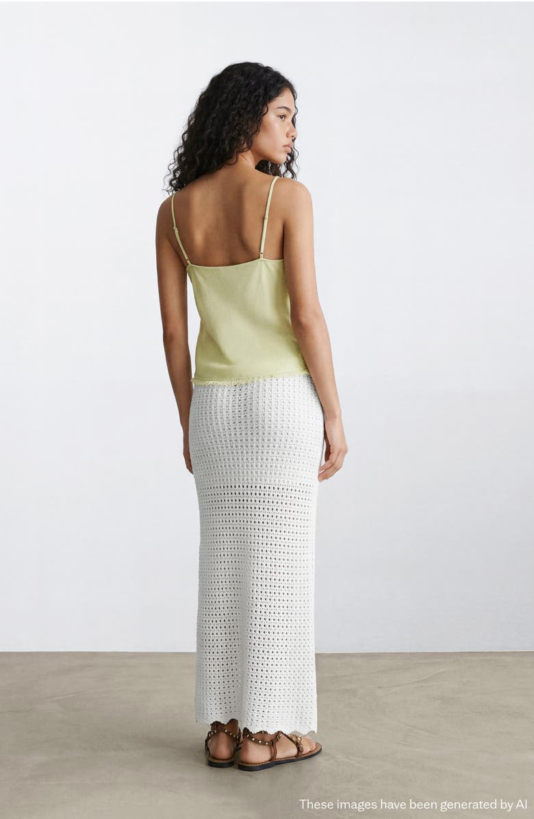 MANGO TEEN Cotton Open Stitch Knit Maxi Skirt, Alternate, color, White
