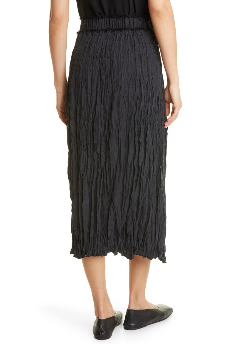 Totême Crinkled Silk Skirt, Alternate, color, BLACK