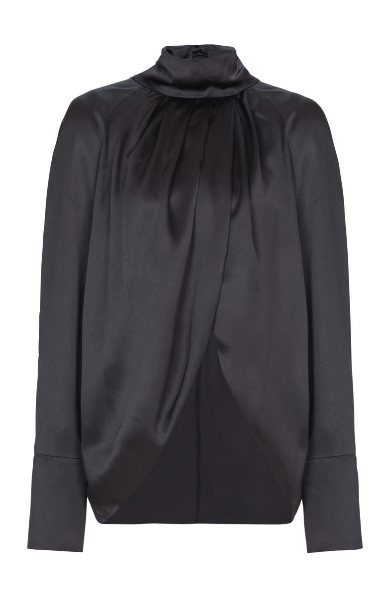 Balmain Draped silk blouse, Alternate, color, Black