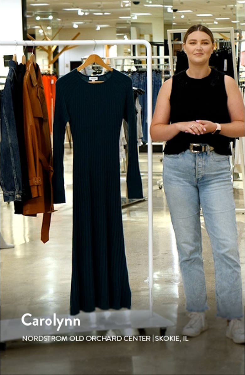 Rib Long Sleeve Midi Sweater Dress, sales video thumbnail