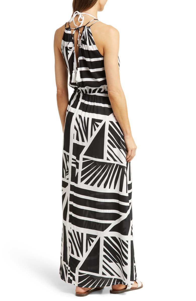 Elan Cover-Up Maxi Dress, Alternate, color, Black Barbados Print