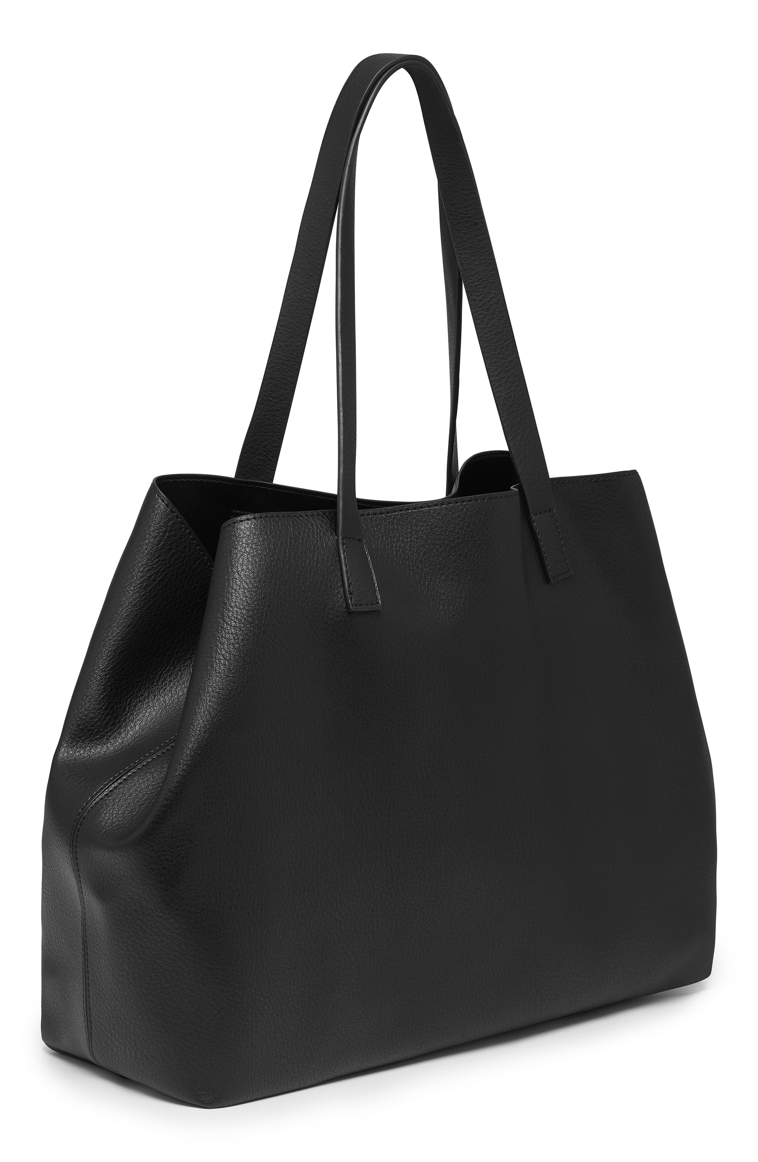 Scoresby Wide Faux Leather Tote, Alternate, color, BLACK