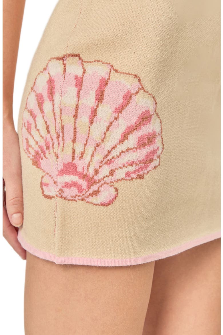 Seashell Knit Miniskirt, Alternate, color, LIGHT BEIGE/ PINK