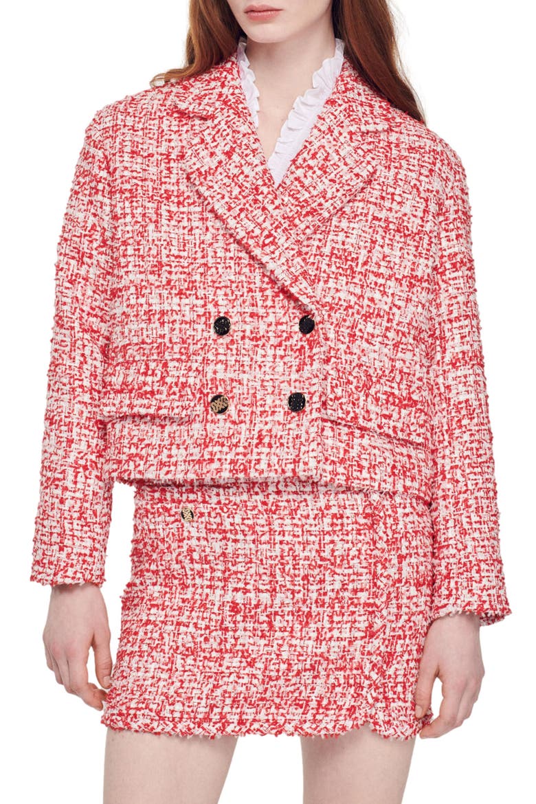 Avila Tweed Jacket, Main, color, ROUGE