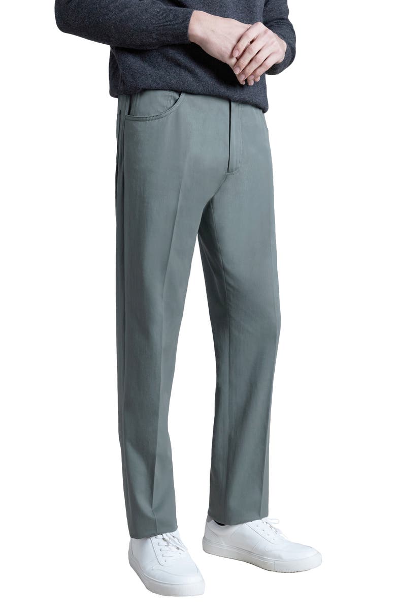 Santorelli Flat Front Cotton & Cashmere Pants, Alternate, color, Sage