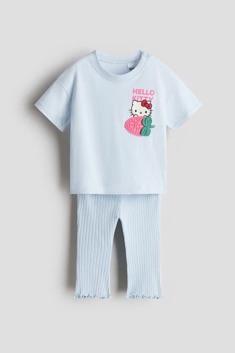 2-piece Print-motif Cotton Set