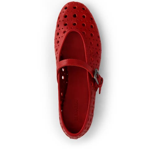 Bernardo Perforated Leather Mary Jane Ballerina Flats