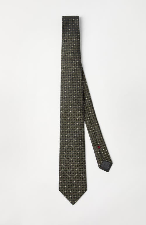 Brunello Cucinelli Necktie With Jacquard Pattern In Khaki