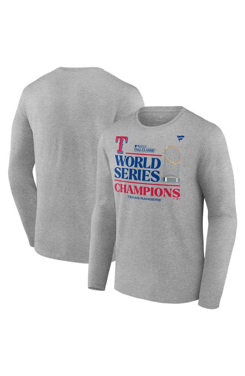 FANATICS Men's Fanatics Branded Heather Gray Texas Rangers 2023 World Series Champions Locker Room Long Sleeve T-Shirt, Alternate, color, 