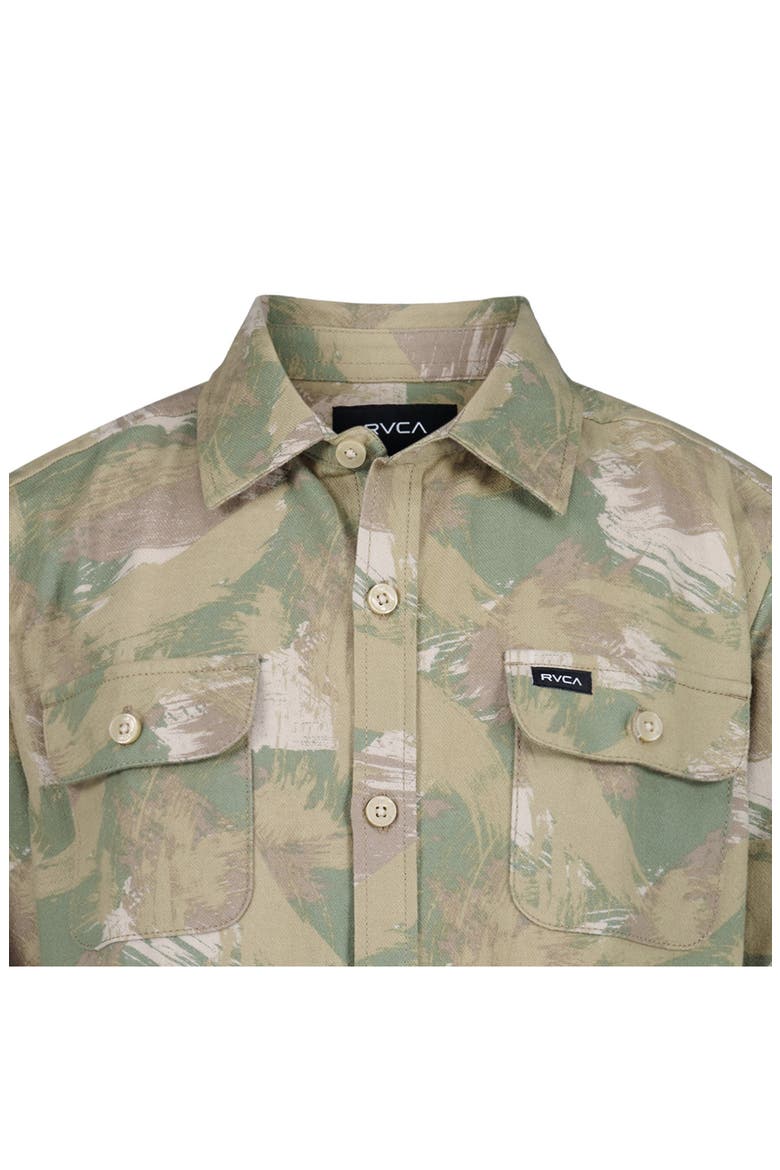 Kids' Camo Flannel Button-Up Shirt, Alternate, color, KHAKI