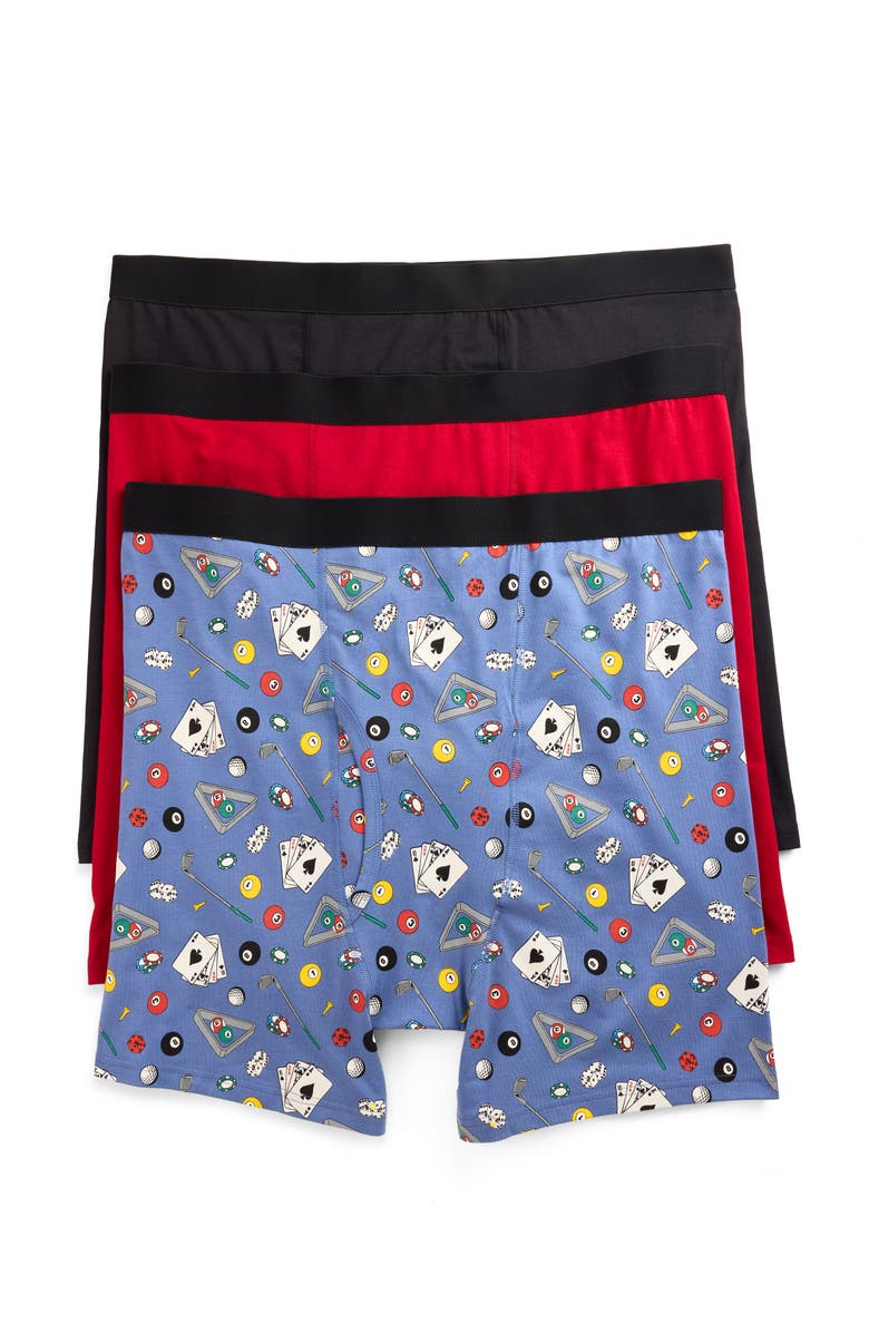 Harbor Bay by DXL Big & Tall 3-pk Active Stretch 4 Inch Boxer Briefs V4, Main, color, Party Pack