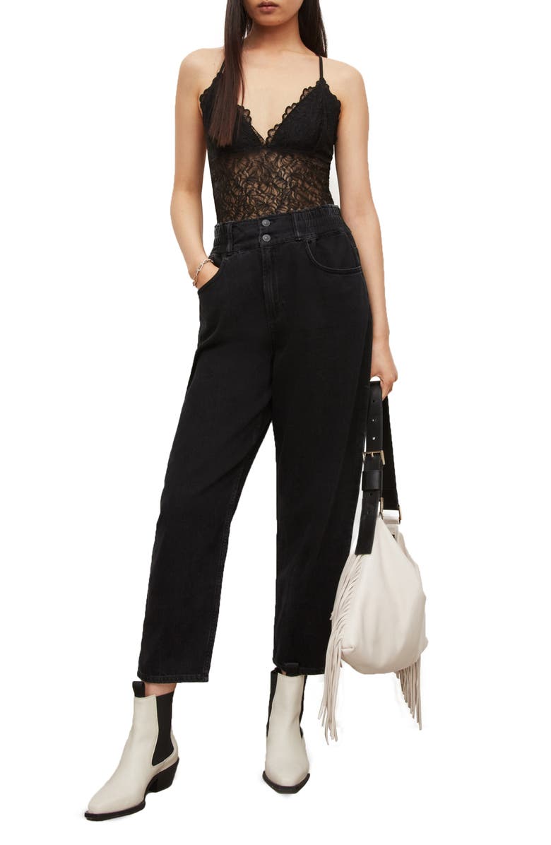 AllSaints Erity Lace Bodysuit, Alternate, color,