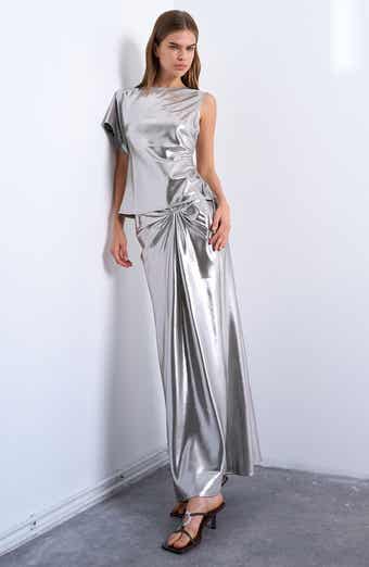 Topshop Metallic Knot Midi Skirt