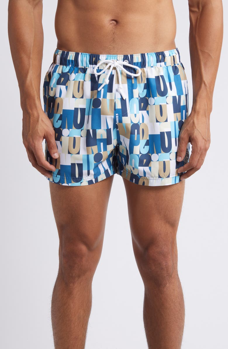 Original Penguin Logo Swim Trunks, Main, color, Vallarta Blue
