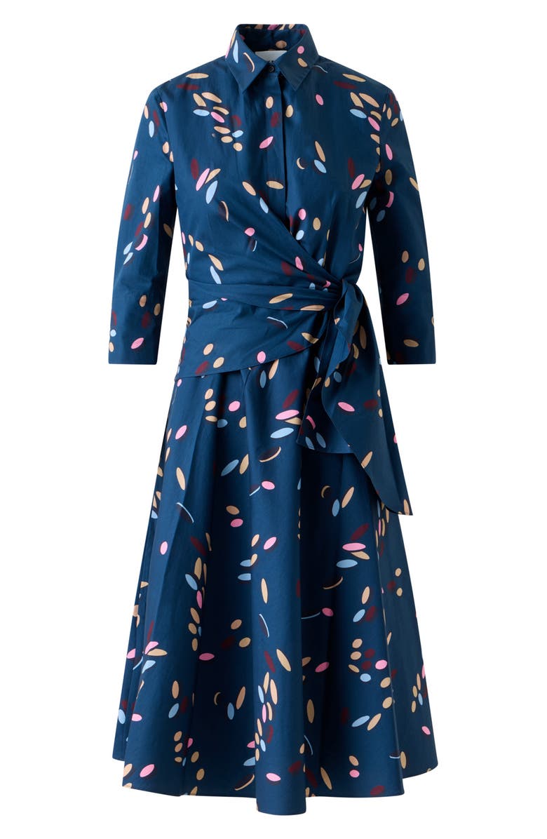 Akris punto Print Cotton Poplin Wrap Shirtdress, Alternate, color, Ink Multicolor