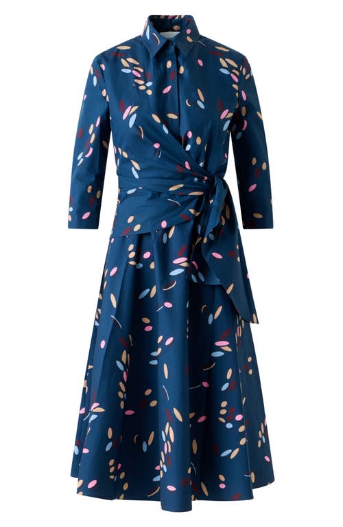 Akris Punto Dropping Dots Cotton Poplin Midi Wrap Shirtdress