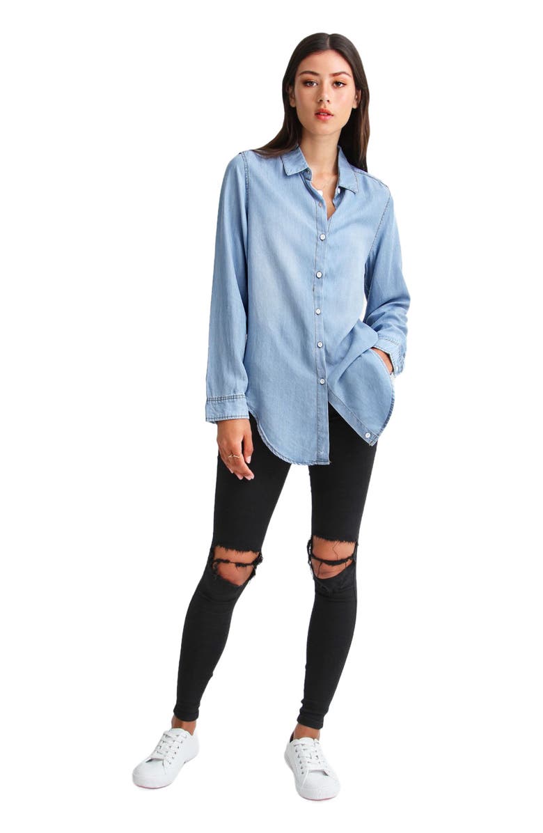 Belle & Bloom Keep Me Wild Denim Top, Alternate, color,