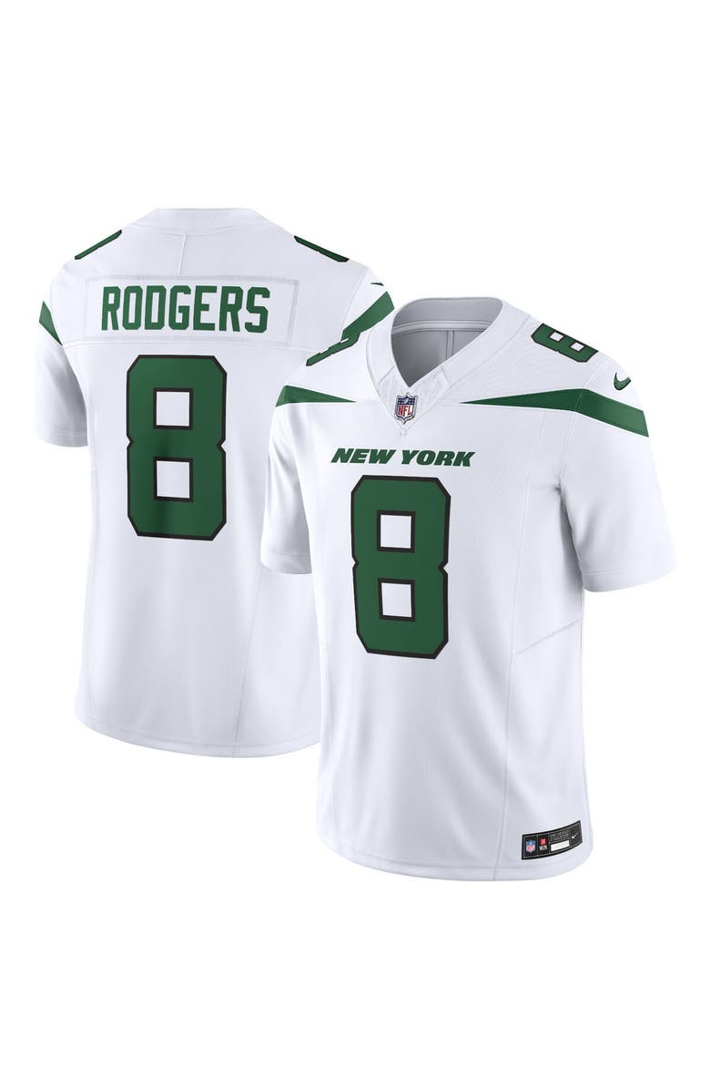 Nike Men's Nike Aaron Rodgers Spotlight White New York Jets Vapor F.U.S.E. Limited Jersey, Main, color, 