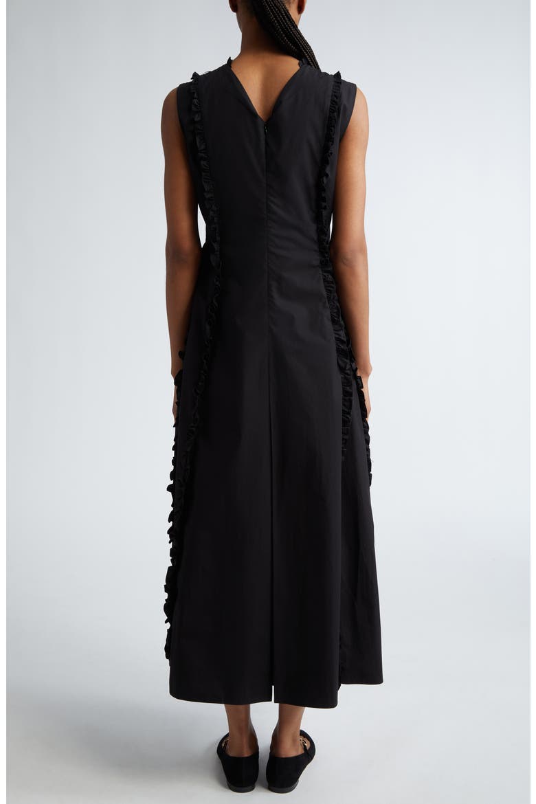 Milena Sleeveless Ruffle Midi Dress, Alternate, color, BLACK