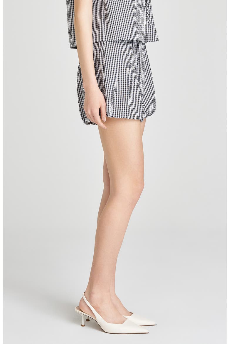 x Styled by COCO! Maggie Gingham Bubble Shorts, Alternate, color, BLACK SEERSUCKER