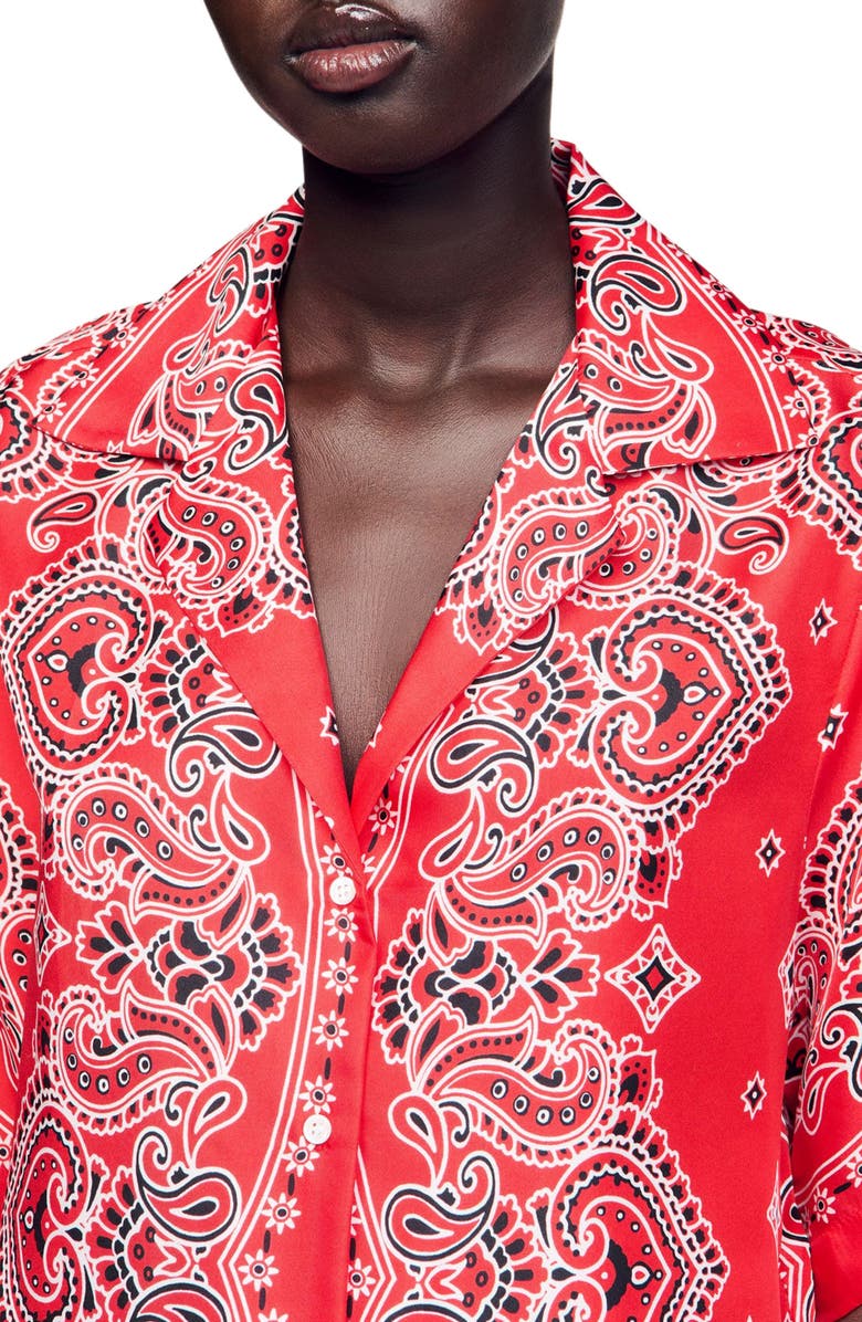 SANDRO Bandana print silk shirt, Alternate, color, 