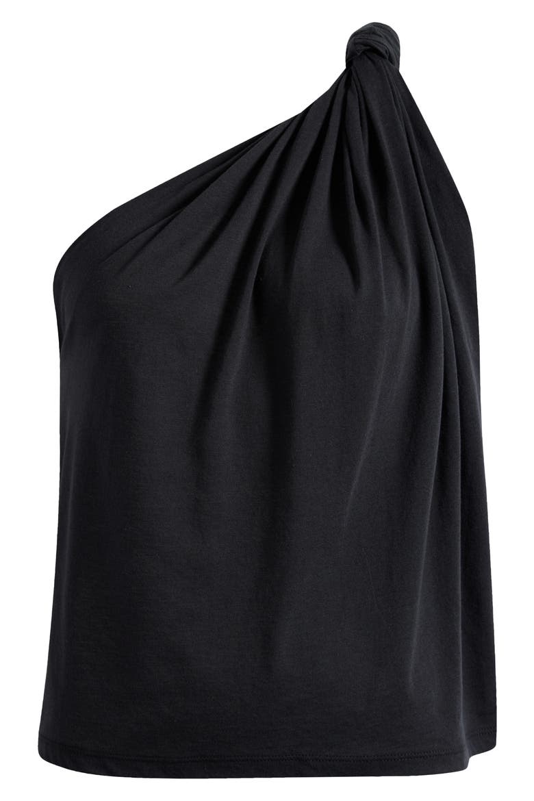 Harvey Knotted One-Shoulder Knit Top, Alternate, color, BLACK