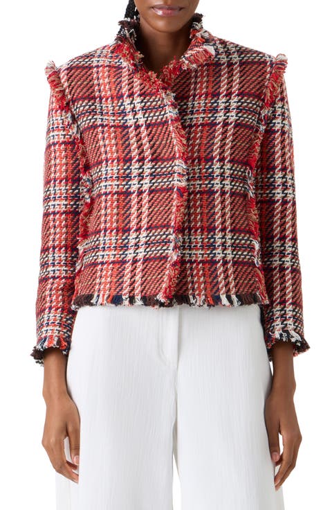 Check Tweed Crop Jacket