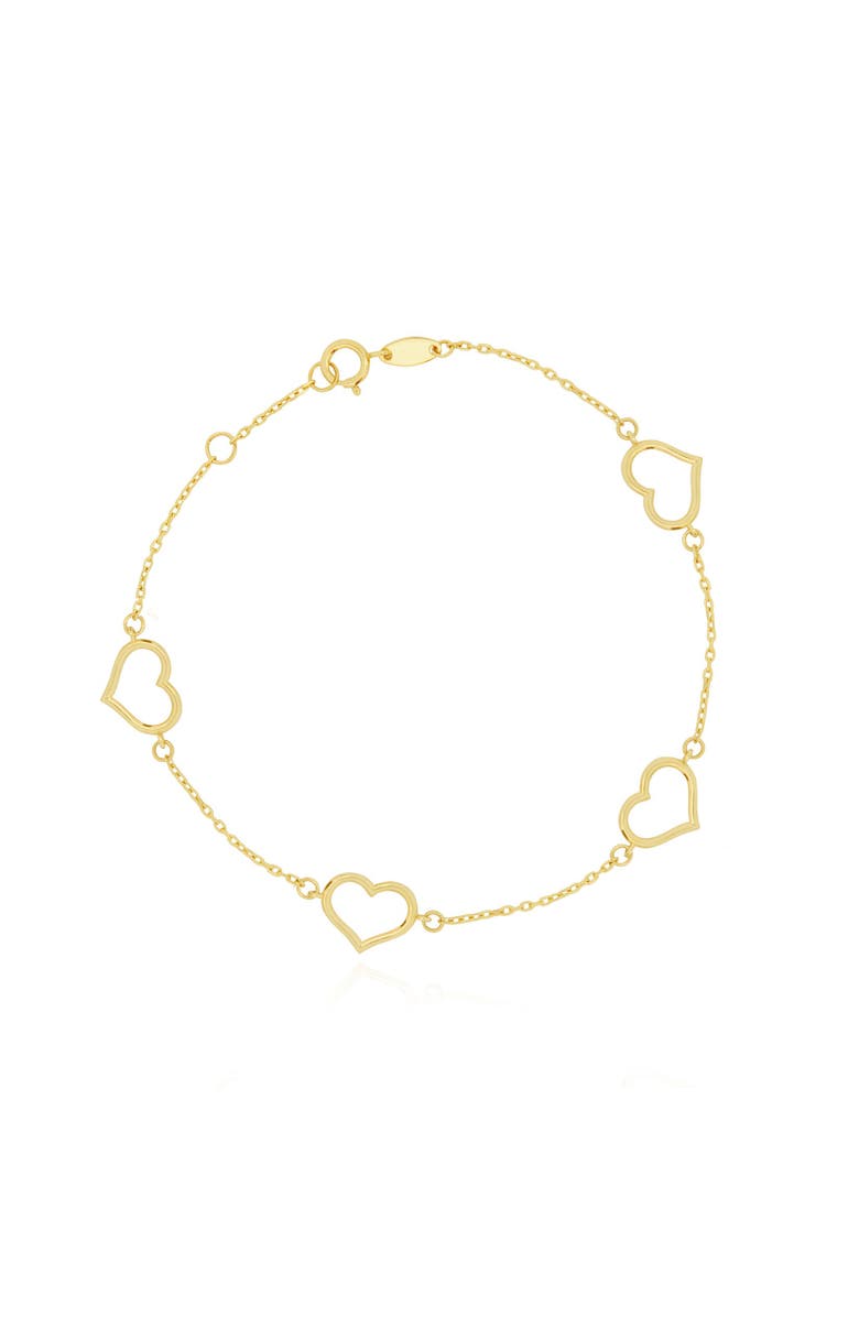 The Lovery Fine Jewelry Gold Open Heart Station Bracelet, Main, color, 