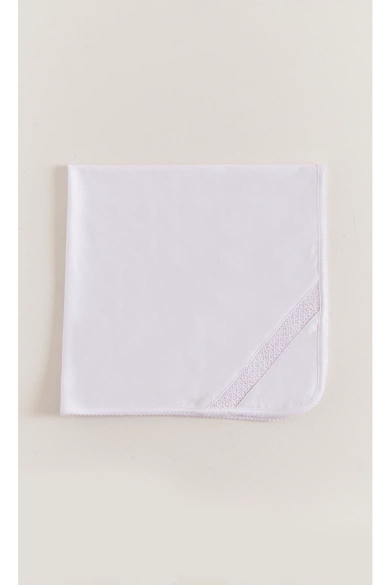Premium Peruvian Pima Cotton Smock Receiving Blanket for Infant, Alternate, color, White