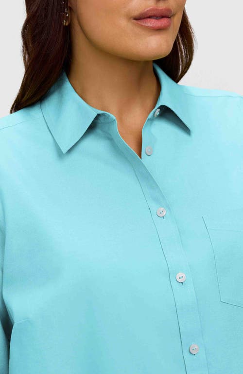 Foxcroft Boyfriend Non-iron Cotton Blouse In Blue