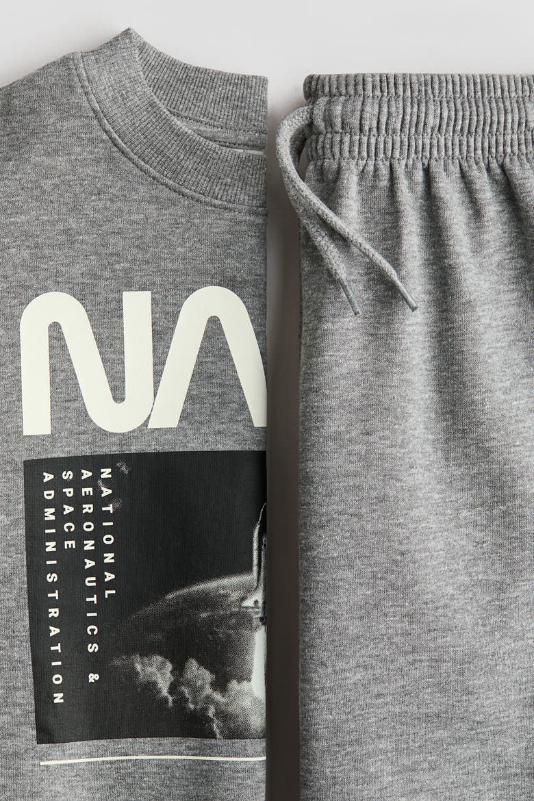 2-piece Sweatshirt And Joggers Set, Alternate, color, Gray melange/NASA