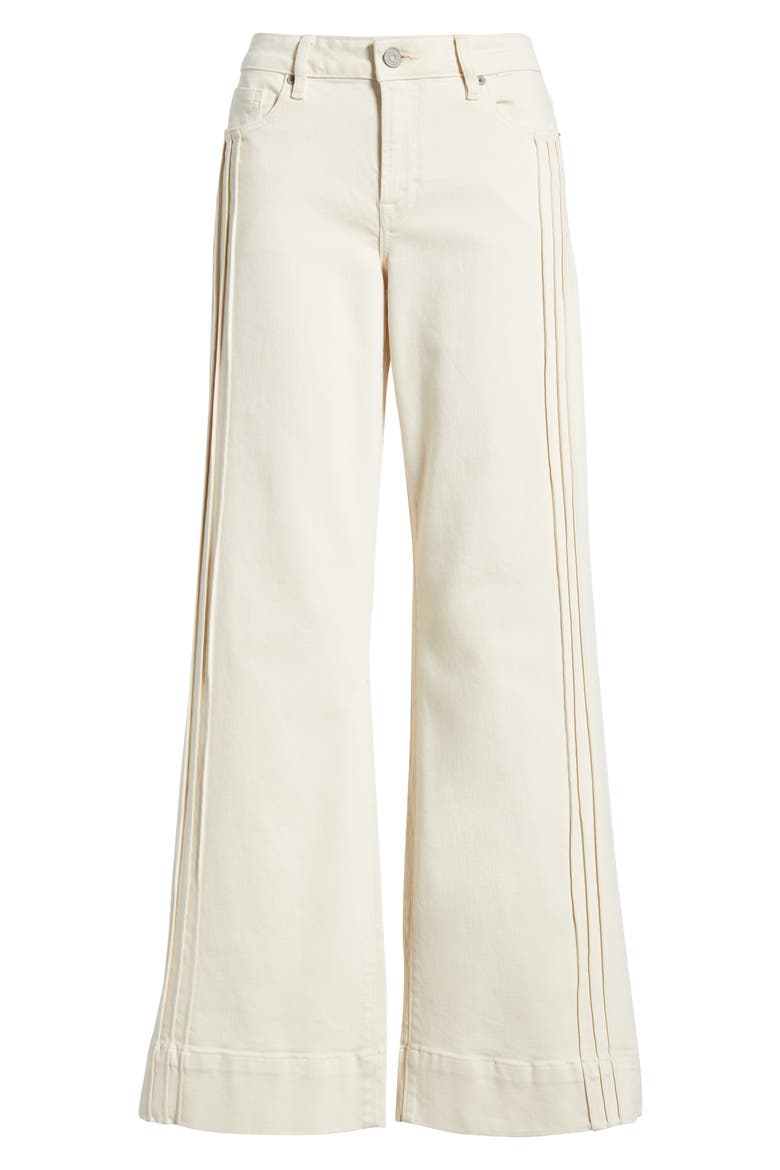 Pintuck Mid Rise Flare Jeans, Alternate, color, ECRU