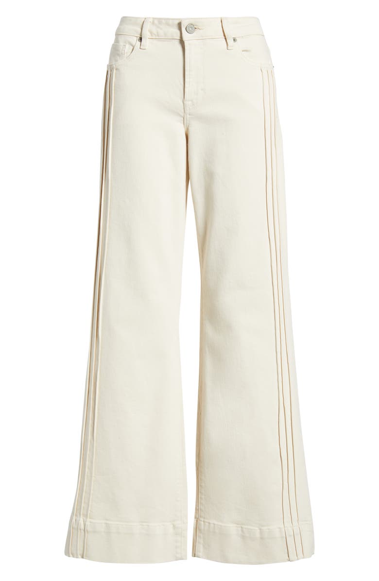 HIDDEN JEANS Pintuck Mid Rise Flare Jeans, Alternate, color, Ecru