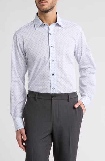 Lorenzo Uomo Trim Fit Paisley Cotton Dress Shirt