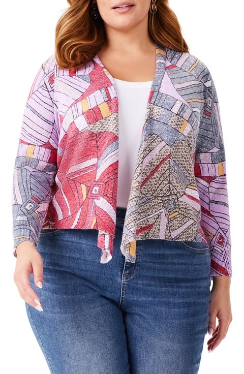 Mosaic Floral Convertible Cardigan (Plus)
