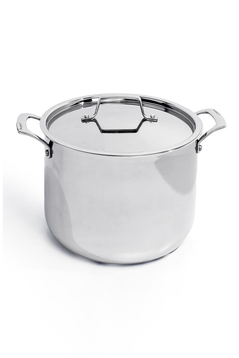 Professional Stainless Steel Tri-Ply 7-Qt. Stock Pot, Main, color, SILVER