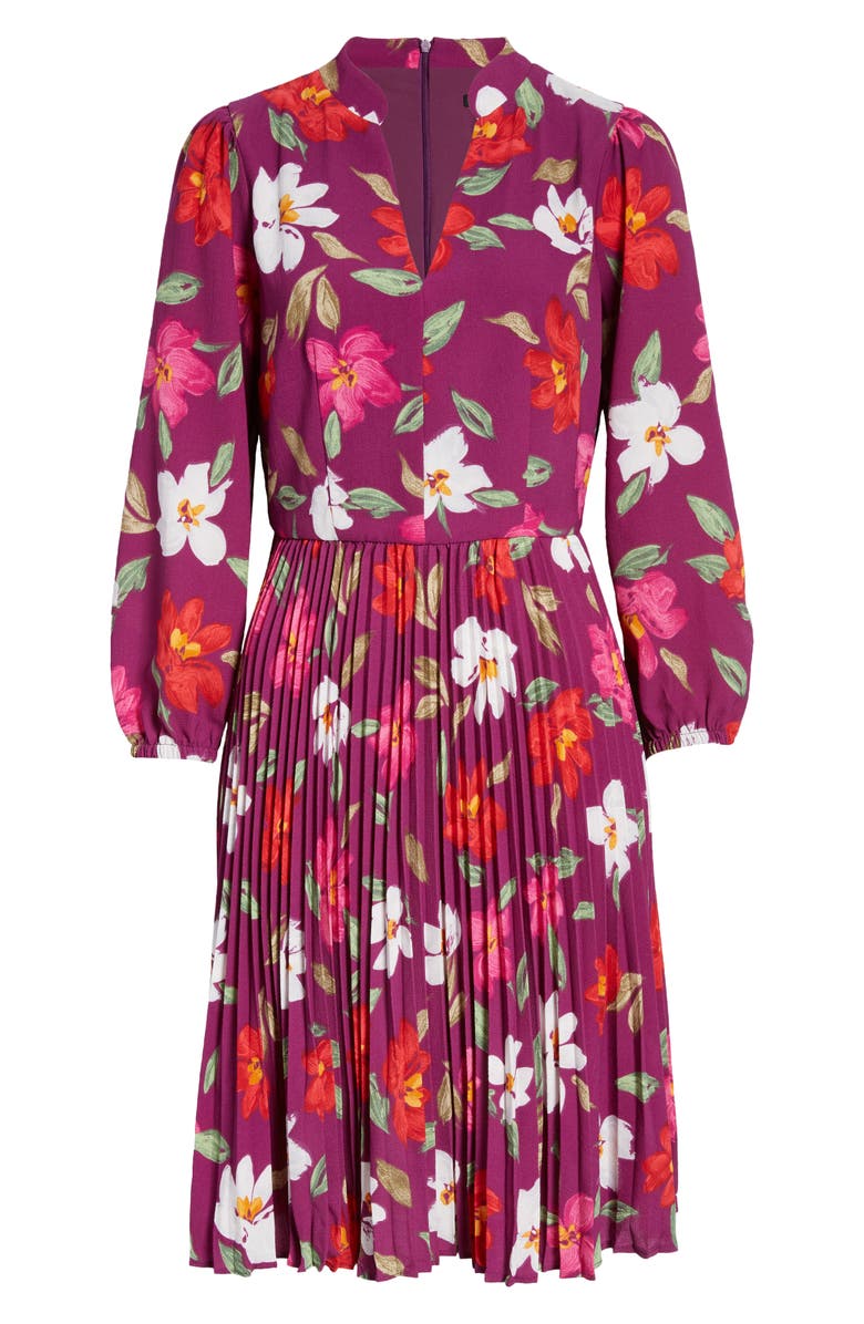 Maggy London Pleated Long Sleeve Dress, Alternate, color,