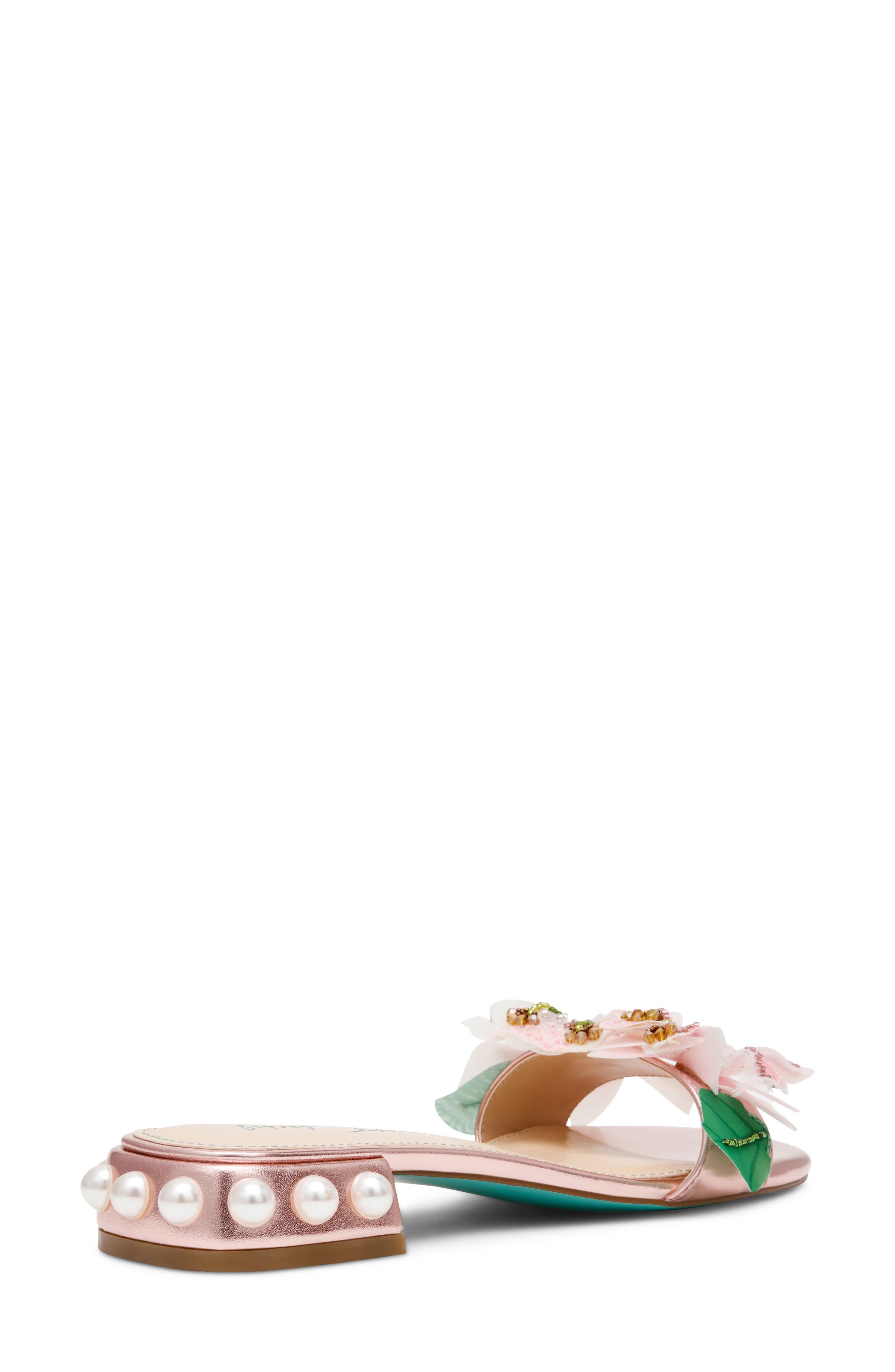 Betsey Johnson Rosia Beaded Flower Sandal, Alternate, color, Light Pink