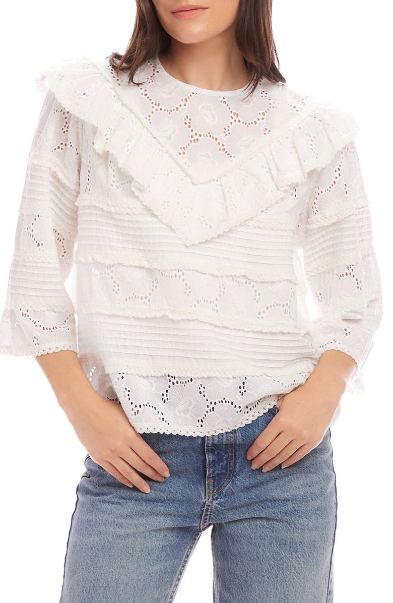 FIFTEEN TWENTY Flora Eyelet Top, Main, color, Off White