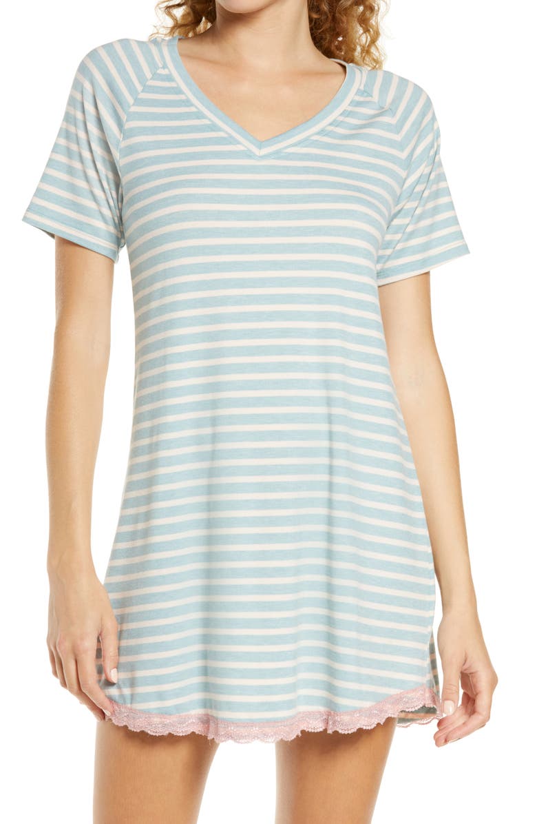 Honeydew Lace Trim Sleep Shirt, Main, color, 