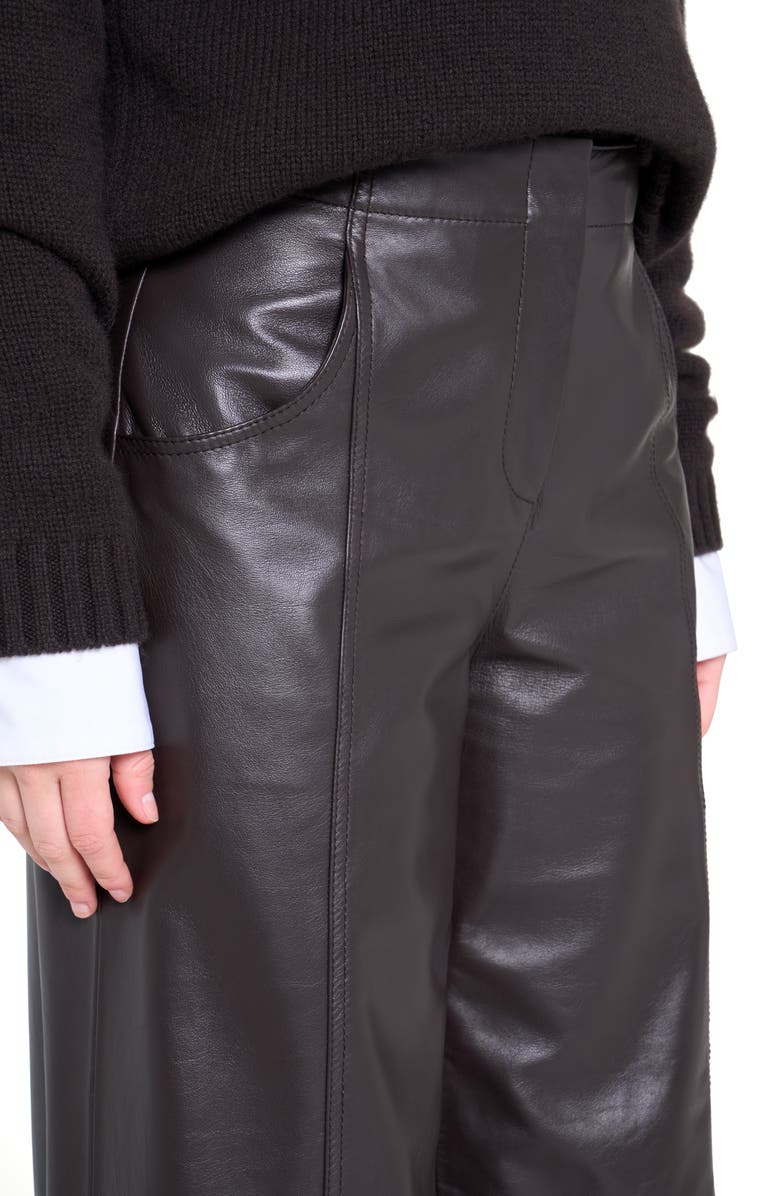 TWP Demie Topstitch Wide Leg Pants, Alternate, color, Chocolate