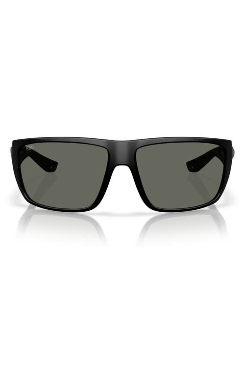 Costa Del Mar 64mm Polarized Rectangular Sunglasses In Matte Black/gray